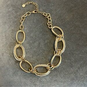 R.J. Graziano gold tone rhinestone trim chain link chunky statement necklace